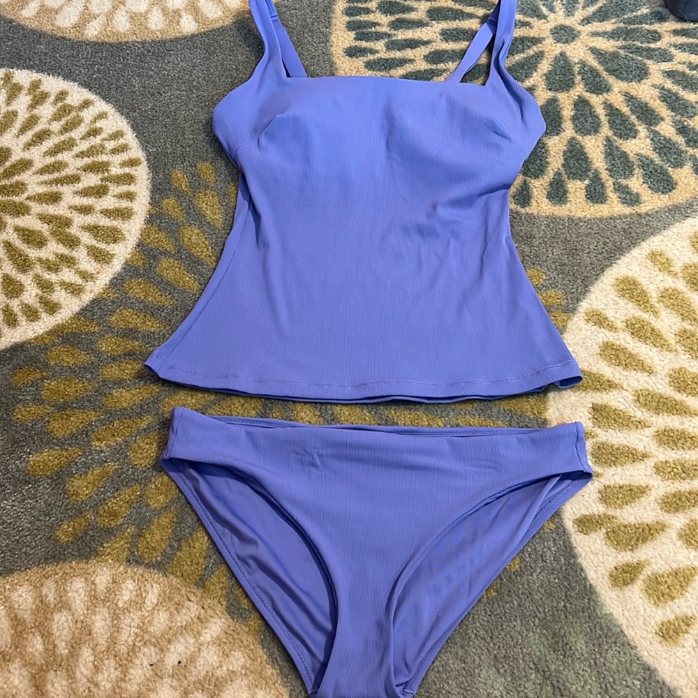 🌊Women’s Athleta Purple Ribbed Swim Set sz. M🌊